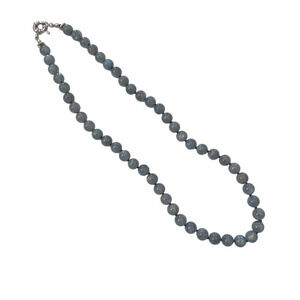 Genuine Labradorite Gemstone Bead Silk Knot Necklace NEW